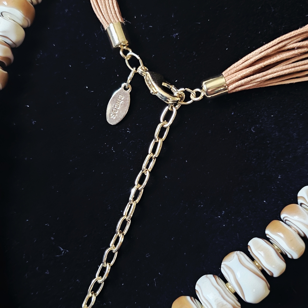 Chico's Tan and Cream Layered Necklace - Picture 2 of 4